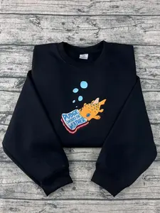 Embroidered Pudge Controls the Weather Shirt – Cute Fish Sandwich Tee – Embroidered Style Kawaii Sweatshirt