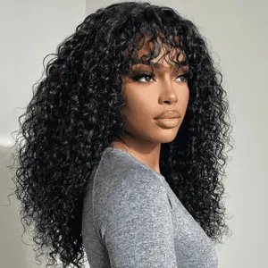 【NEW IN】Unice Boho Curly Human Hair Wig with Bangs 4X0.75 Lace T Part Effortless Shaggy Waves Glueless Pre-Styled Wig with invisi Drawstring