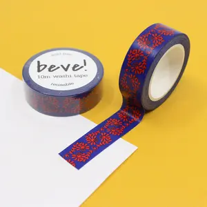 Red & Navy Embroidery Washi