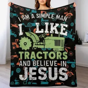 I LIKE TRACTORS JESUS CHRISTIAN FARMER. FARMERS Throw Blanket Shaggy Furry Soft Blanket for Bedroom Living Room---Warm Haven Textiles