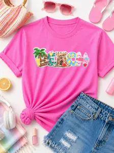 Beach Summer Sequin Patch Tshirt