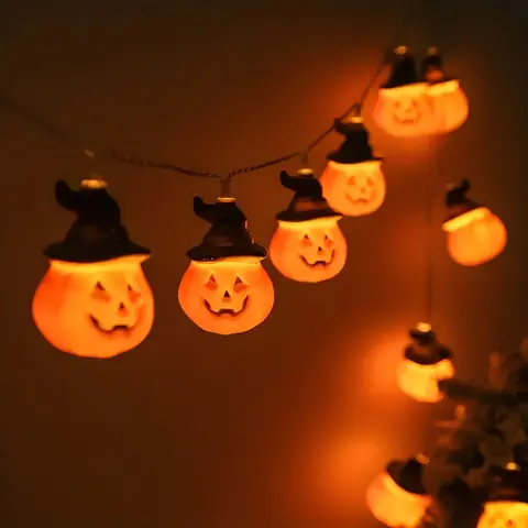 Halloween-Themed Pumpkin Design Hanging Light, Battery-Powered LED String Light, Decorative Ornaments for Home & Parties, Home Party Decorations