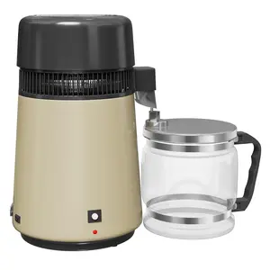 Garvee Countertop Water Distiller 4L Stainless Steel Distilled Water Maker with Glass Container 750W Home Kitchen Desktop Purifier Machine for Drinking and Cooking in Gold