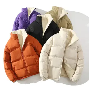 Stand Collar Sherpa Lined Multi Color Puffer Jacket For Women & Men : Cozy Winter Warm Casual Outerwear