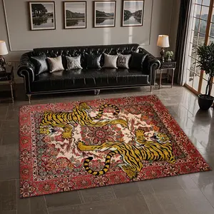 Tiger Pattern Rug, Non-slip Soft Floor Mat, Decorative Carpet for Home Living Room Bedroom, Vanity Decor Accessories