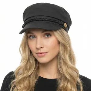 Women Cotton Fisherman Cap – Classic Greek Sailor Hat, Adjustable Newsboy Cap for Spring