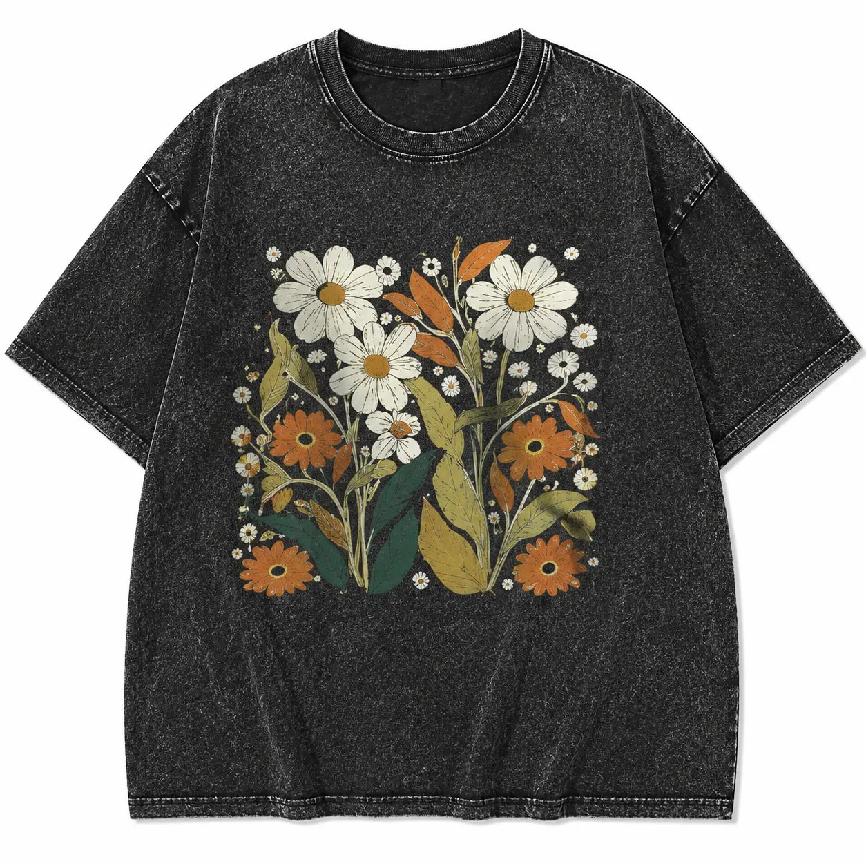 Womens Oversized Flower Graphic T Shirts Short Sleeve | Vintage Acid Wash, Casual Loose Fit, Soft Smooth Tee, Streetwear Y2K, Summer Beach Outfits
