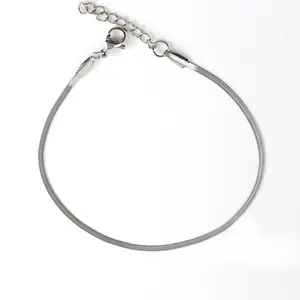 GTHIC Simple Flat Blade Chain Stainless Steel Anklet Minimalist Unisex Jewelry for Men Women Daily Wear or Beach Style