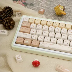 Light-Colored MOA Profile Cute PBT Dye-Sublimation Keycaps Set for Cherry MX Mechanical Keyboards (61/64/68/84/87/100/104/108 Layouts Compatible)