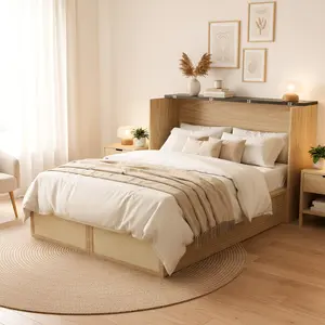 Full Size Murphy Bed with Storage Drawer, Folding Bed Frame Foldable Cabinet, Space-Saving Cabinet Bed