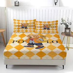 3-Piece Set Of Teddy Bear Themed Bed Sheets (Including 1 Bed Sheet And 2 Pillowcases), Designed With a College Style Diamond Grid Bedding Set, Suitable For Bedroom Decoration Of Teenagers, Adults, Boys And Girls, Breathable Durable Sheets