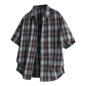 New Summer Plaid Short-Sleeve Casual Trendy Shirt, Vintage Plaid Shirt, Men’s Lightweight Loose-Fit Breathable Short-Sleeve Summer Shirt