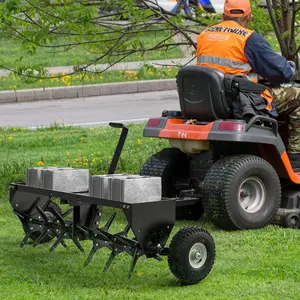 YITAMOTOR 40" Tow Plug Lawn Aerator with Universal Hitch for Lawn, Farm and Garden, Black Portable Tool Tow Behind Aerator, Plug Aerator for Lawn Tractor, 24 24 Plug Coring Knifes Cores, Black