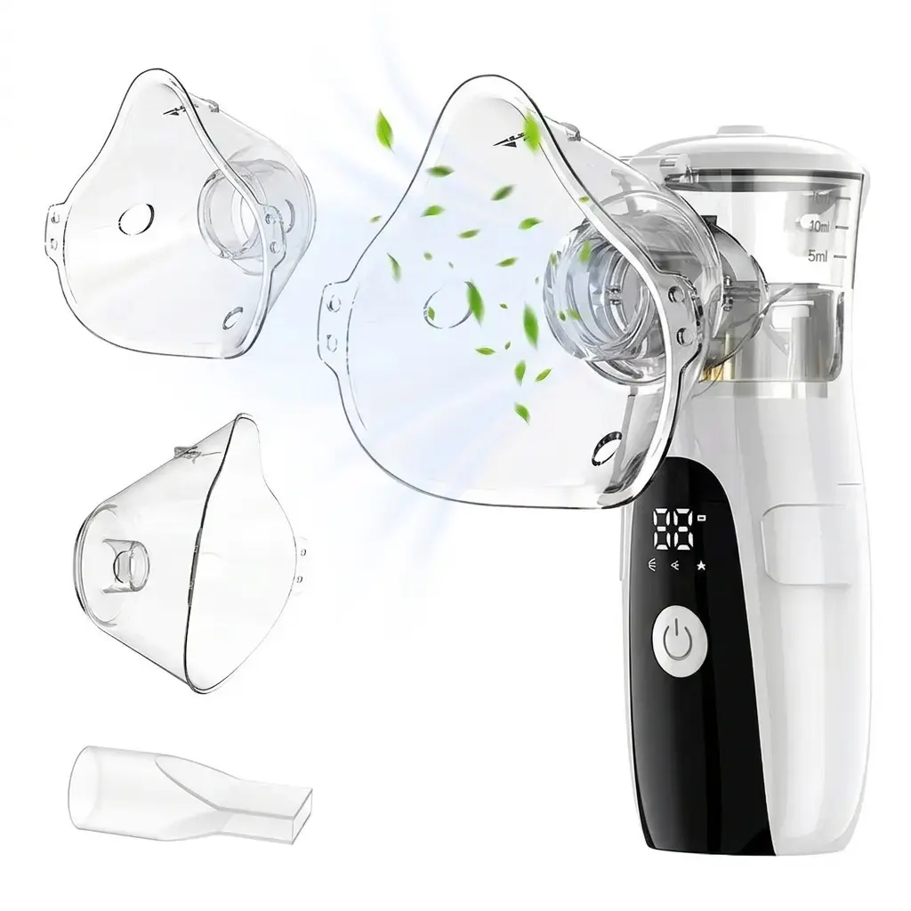Portable Nebulizer, Rechargeable With Smart Digital Display, Auto Clean & Dual Mode, USB-powered, Handheld Nebulizer - For Adults & Kids, Silent Operation, Easy-to-Clean Mesh
