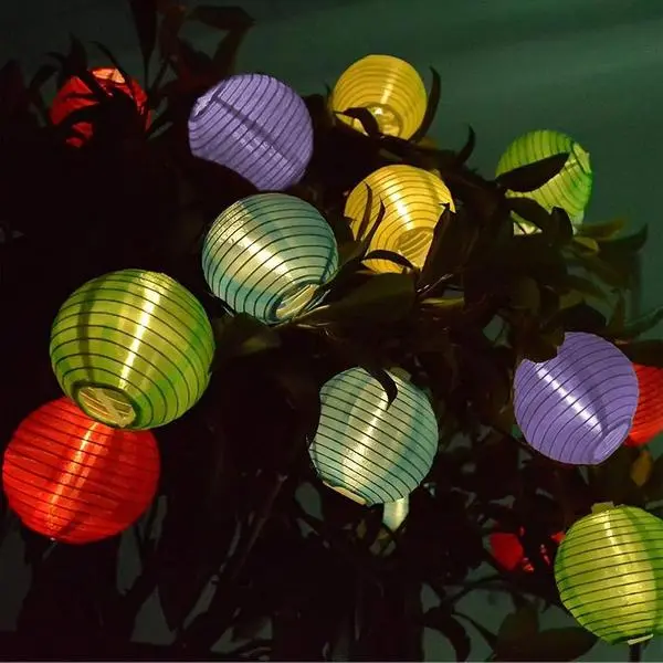 Vigdur Solar Lantern String Lights, Multicolor Paper Lantern with Lights | 10 Lanterns, Warm Glow, Auto ON/OFF, Outdoor String Lights for Patio Garden Wedding Party Camping Bedroom Decor