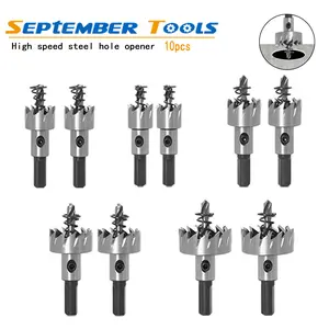 10Pcs Multi-Size High Speed Steel Carbide Tip Drill Bit Hole Saw Set - 5 Diameters (16mm,18mm,20mm,22mm,25mm) Metal Alloy Drilling Tools for Woodworking, Lock Installation