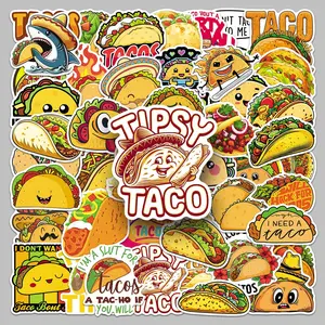 50sheets cartoon Taco Tacos cute food creative Doodle stickers diy glass tabletop decorative stickers