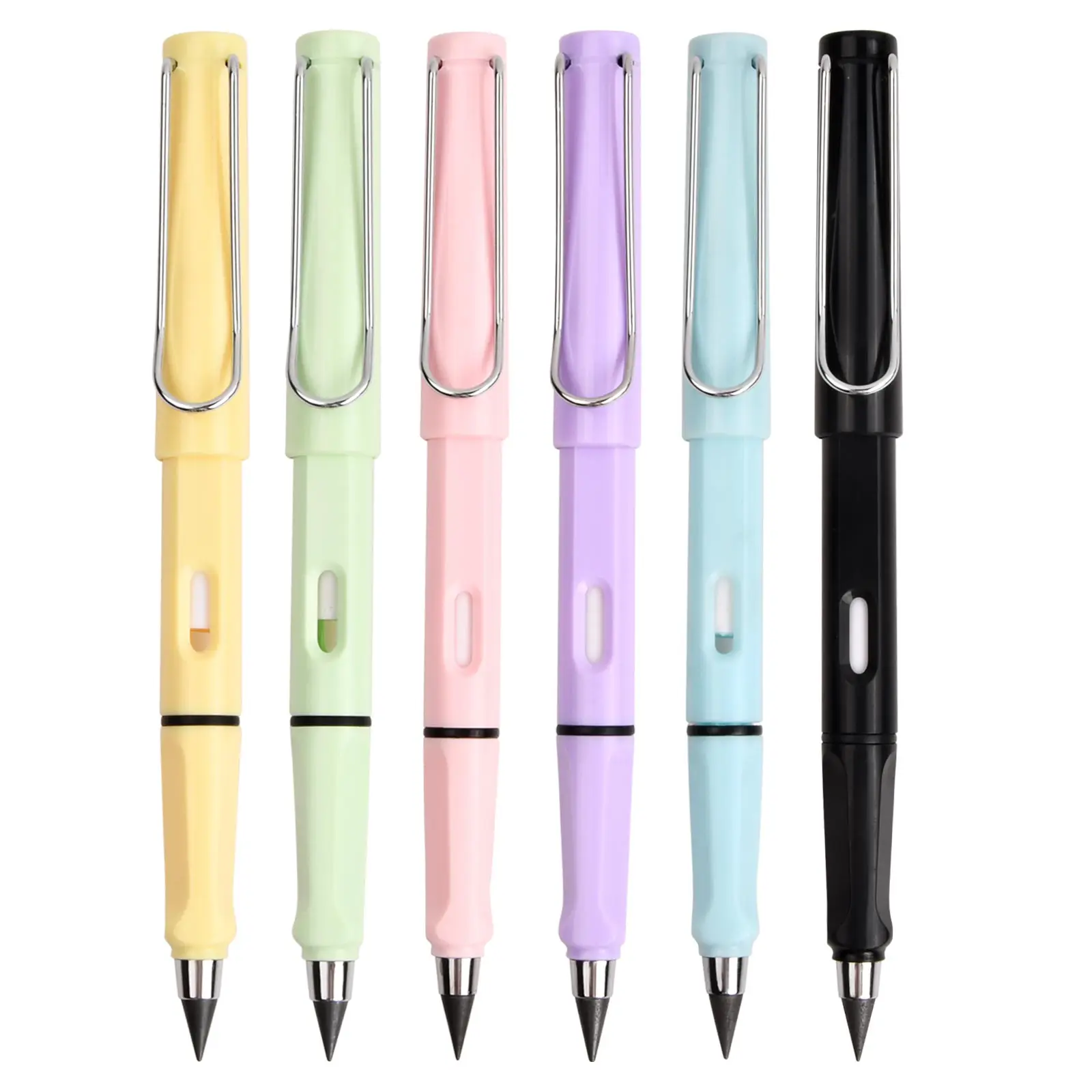 Infinity Pencil with Eraser, 6pcs Inkless Pencil without Sharpen, Portable Eternal Pencil Replacement Head for Home School Students Office