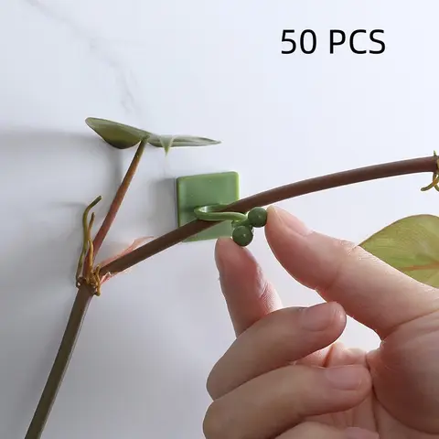 50 Pcs Self-Adhesive Plant Climbing Fixing Clips, Vine Wall Mounts, Stick-On Vines Holders, Wire Hook Organizer, Plant Stand, Garden Supplies, Gardening Accessories, for Outdoor Climbing Plants, Easy Installation