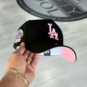 Black LA Dodgers 59FIFTY Fitted Hat – New Era White Embroidered Logo, Red Undervisor Detail, Structured Crown Flat Bill MLB Licensed Streetwear Headwear