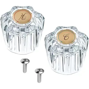 2 Pcs Bathtub Faucet Handles Shower Knobs Replacement Hot and Cold Bathroom Sink Faucet Knob Replacement with Screws Inner Hole Diameter of 8mm Compatible with Delta/LDR/Delex/Peerless Faucets