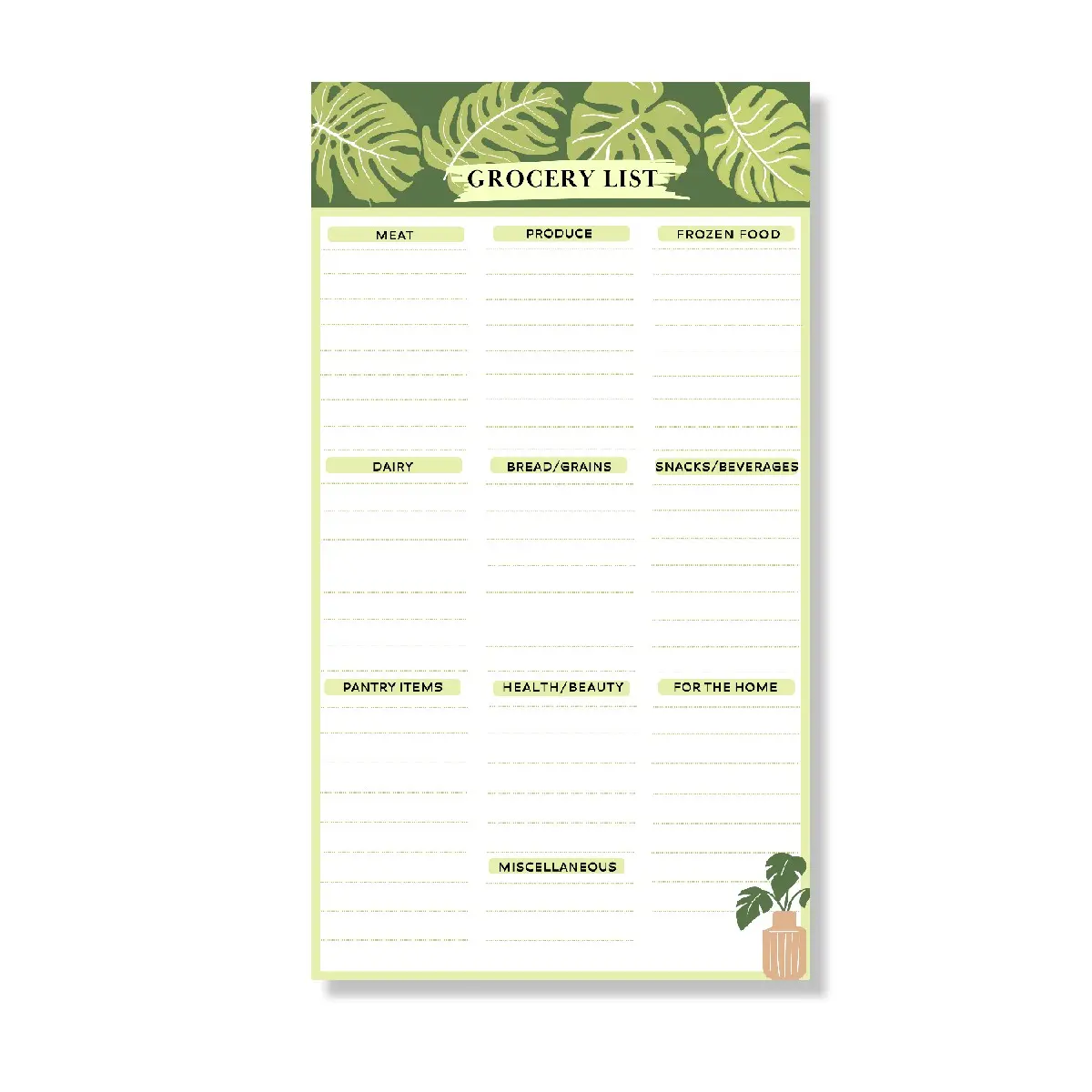 Grocery List Magnetic Pad 5x9inches 100sheets