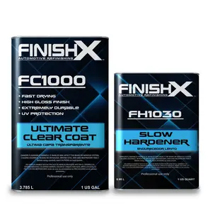 FinishX Automotive Refinishing Ultimate Clear Coat (FC1000 - 1 Gallon) 4:1 Kit with Slow Activator/Hardener (FH1030 - 1 quart) Car Paint Polishing Car Paint Waxing Car Coating Spray Car Scratch Remover