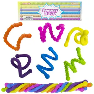 6-Piece Sensory Twisting Sticks, Fun Stress Relief Toys, Textured Manipulative Toys for Kids, Sensory Grippie Set