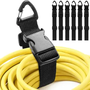 6 Pack 17 Inch Adjustable Extension Cord Holder Organizer with Triangle Clips for Garage Organization and Storage Heavy Duty Extension Cord Hanger for Men Workshop (Black) Wowangce