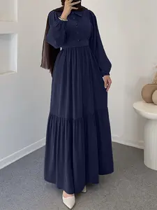 ZANZEA Women's Casual Dress with Flounce Hem, Long Sleeve Lantern Sleeves, Waist Belt Design, Perfect for Daily