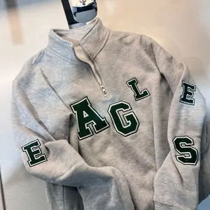 Custom Eagles qtr Zip Sweatshirt - Gray, Long Sleeve, Front Zip Closure, Team Colors Emphasized Design