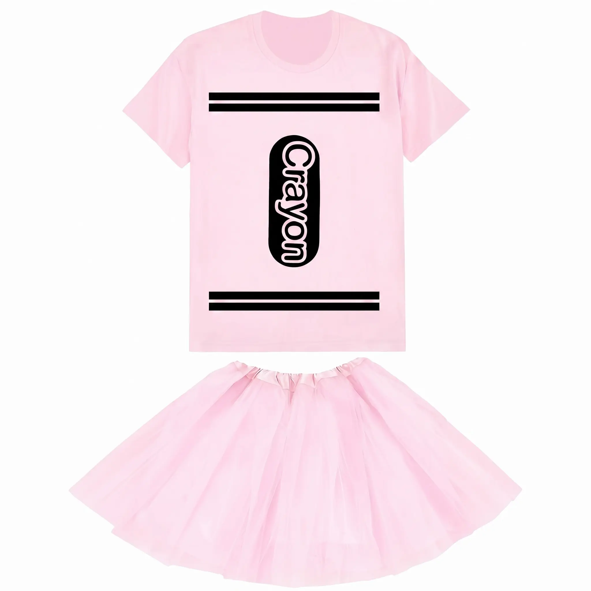Crayon Halloween Group Costume Halloween Crayon Costume Set for Girls and Women Crayon T-Shirt Tutu Skirt Teacher Halloween Costume School Group Costume Party Cosplay Dress-Up Outfit Sizes M L XL Halloweencostume