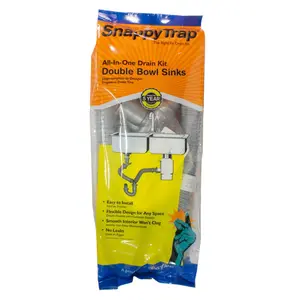 212 MAIN 1.5" Dia. PVC Snappy Trap Double Sink Drain Kit for Double Bowl Sinks, Smooth Interior, Flexible Hose, Easy-to-Install Design