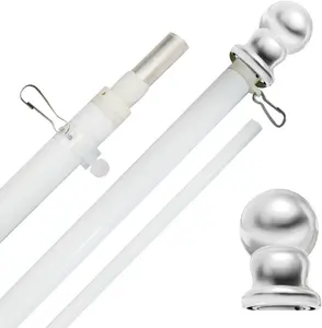 Founding Fathers Flags 6ft Spinning Flag Pole - White Pole & Silver Topper - Outdoor Wall Hanging Tangle Free Spinning Flag Pole - Black Label Special Edition