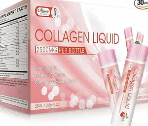 Collagen Liquid Supplement 2500mg Per Bottle with Vitamin C & Hyaluronic Acid | Anti-Aging, Skin Elasticity & Moisture Support | Sugar-Free | 30 Pack x 25ml