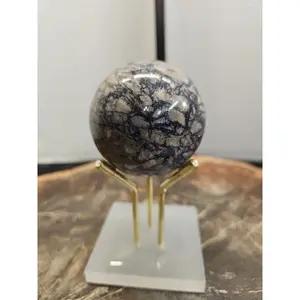 60mm Natural Phantom Chevron Amethyst Quartz Sphere - Crystals-Infused Decorative Ornament with Stand for Jewelry Accessories & Derivatives