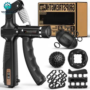 Gym Stuff FitBeast Grip Strength Trainer Kit - 6 Pack Adjustable Resistance Hand Gripper & Forearm Exerciser with Massage Balls for Grip Training & Hand Therapy