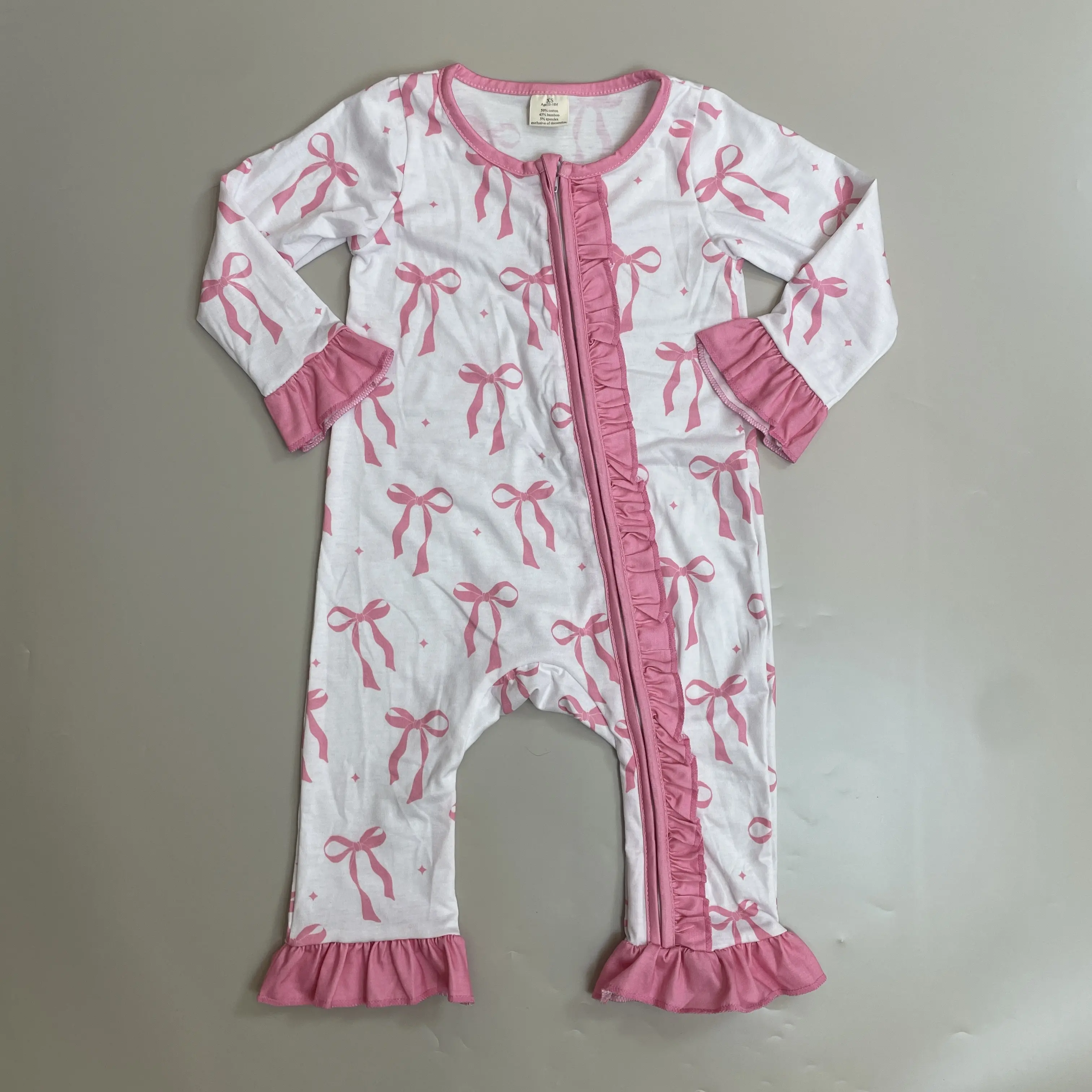 baby girl clothes pink grandmillennial  ruffles newborn baby romper zipper sleep wear zip romper, Infant Sleepwear, Baby Girls Clothing