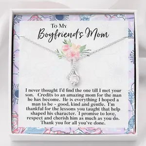 Personalized To My Boyfriends Mom Necklace, Gift Ideas for Boyfriends Mom, Mom Ribbon Necklace - Christmas Gift for Boyfriends Mom, Mothers Day Gift