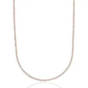 Micro Tennis Necklace in Rose Gold - 14k Rose Gold Plated with CZ Stones