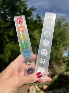 Selenite Charging Plate with Chakra Symbols