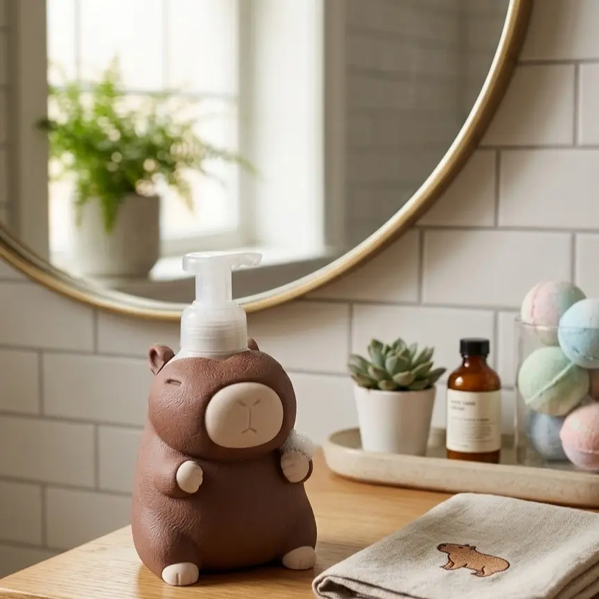 Chubby Capybara Foaming Soap Holder Sleeve | Cute Bathroom & Kitchen Sink Decor | Fits BBW Bottles