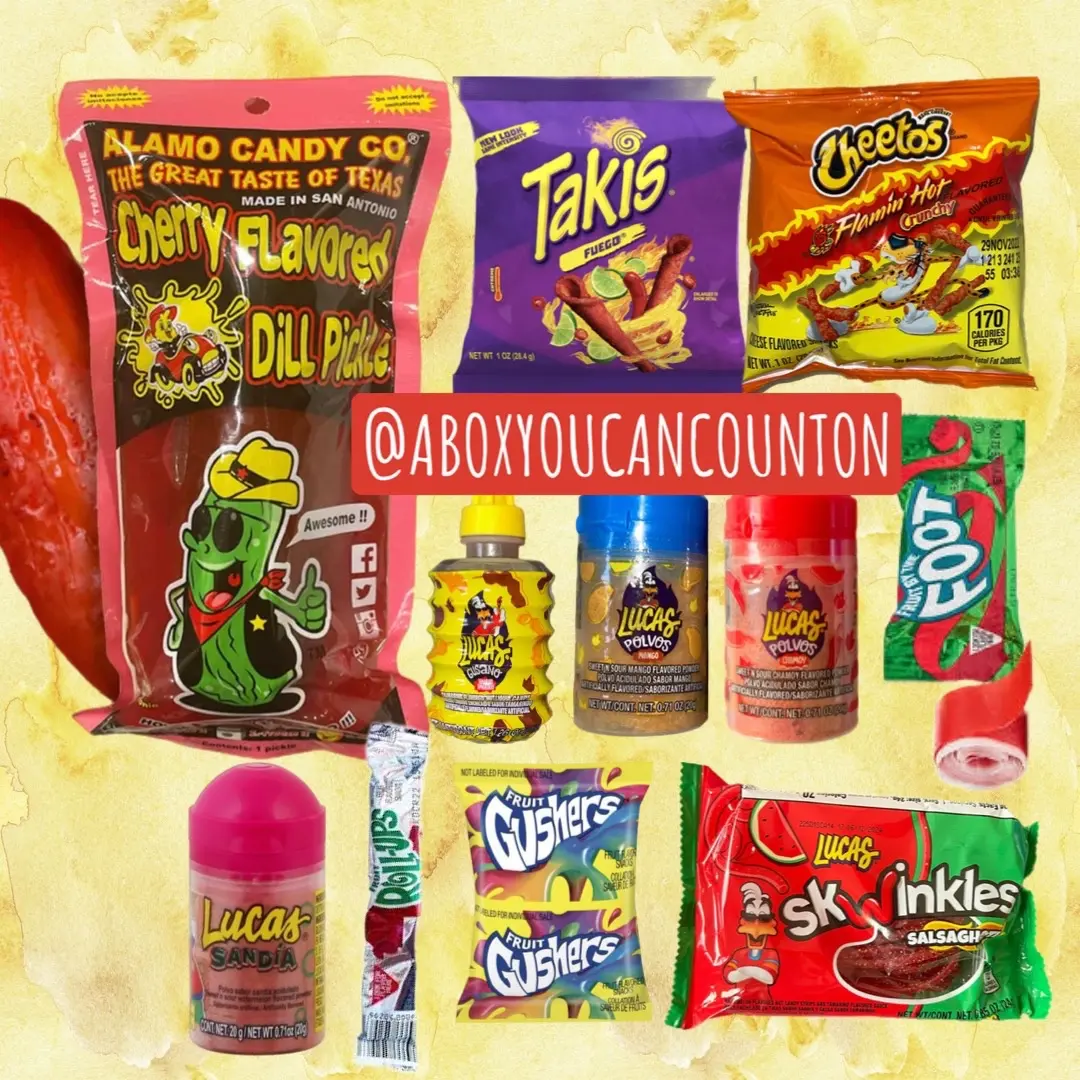 Cherry Chamoy Pickle- 11 Items Total sour candy tiktok snack viral Lucas Takis hot chips skwinkles Cherry Chamoy Pickle- 11 Items Total sour candy tiktok snack viral Lucas Takis hot chips skwinkles