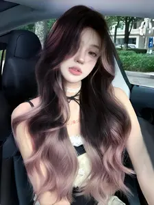 Ombre Long Wavy Wig for Women, Natural Style, Heat Resistant Fiber for Curling Iron Use, Perfect for Any Occasion, Ombre Layered Wigs