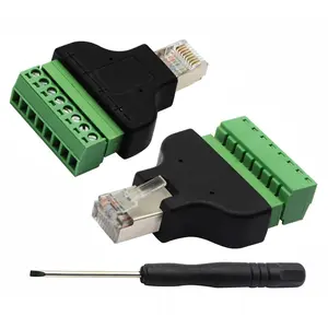 RJ45 Male Plug to 8P 8C Female Bolt Screw Type terminals Ethernet Net Network Plug Cable for AV CCTV UTP DVR Cat5 Cat5e Cat6 Cat7 in-Line Coupler 300V 8A(2 Pack/M)