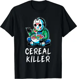 Halloween Spirit Funny Halloween Character Breakfast Cereal Killer Gift Unisex-Adults Black T-Shirt