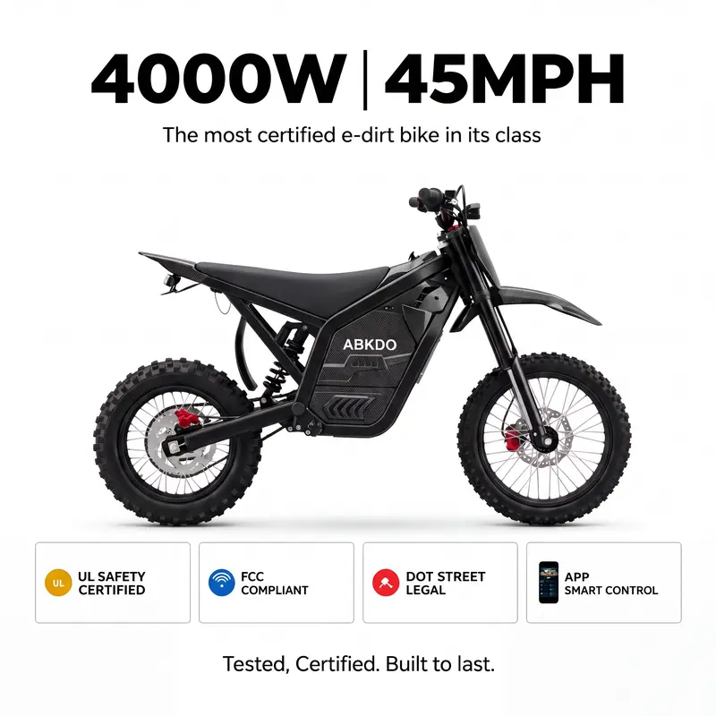 ABKDO 4000W Motor Electric bike E-Bike - 58in, 45MPH, 230Nm High Torque, Easy Wheelie, Front & Rear Hydraulic Disc Brakes, Removable 48V 30Ah Battery, 50mi Range, Suspension, Rugged for Trail Riding Youth-Adults