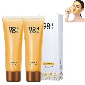 2PCS Gold Foil Peel-Off Mask, Gold Peel Off Mask, 98.4% Golden Peel Off Mask, Anti-Aging Gold Face Mask for Deeply Cleans Moisturizing