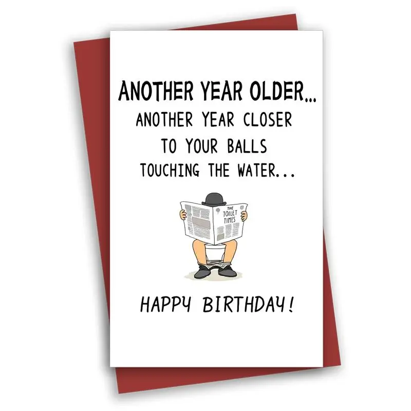 Men's Birthday Card, 1 Count Cartoon Funny Letter Graphic Greeting Card with Envelope, Birthday Gifts for Friends, Funny Dad Card, Message Card