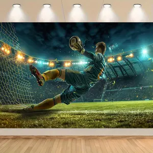 Summervibes 1PC,2D Flat Football Goalkeeper Themed Door Banner, Sports Event Atmosphere Decorative Tapestry, Background Cloth for Bedroom & Living Room Festival Decoration, Fan - themed Party Decorative Curtain, Birthday, One-Piece